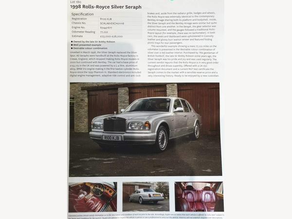 Rolls-Royce Silver Seraph 5.4 Saloon 4dr Petrol Automatic (405 g/km, 322 bhp)