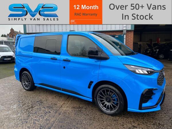 Ford Transit Custom MS-RT 5 SEAT L1 SWB FAST BLUE AUTOMATIC CREW VAN 4K MILES 4500K MANUFACTURER WARRANTY TO 2028 2.0