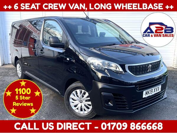 Peugeot Expert 2.0 BlueHDi 1400 Professional Long Crew Van Double Cab 6dr Diesel Manual LWB Euro 6 (s/s) (6 Seat) (120 ps) ++ LOW MILEAGE CREW VAN, APPLE CAR PLAY ++