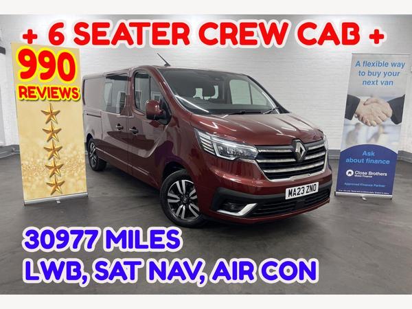 Renault Trafic 2.0 LL30 SPORT + BLUE DCI 150 BHP + LONG WHEEL BASE + 30977 MILES + SAT NAV + ++ 6 SEATER CREW CAB ++