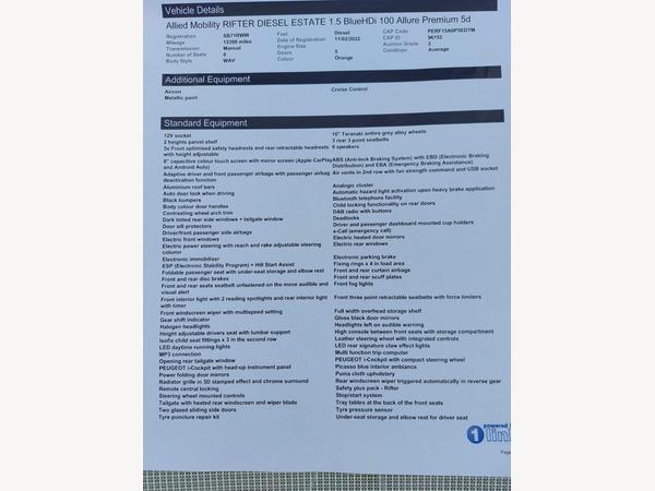 Peugeot Rifter 1.5 BlueHDi Allure Long MPV Euro 6 (s/s) 5dr