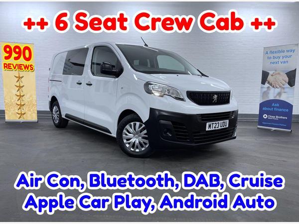 Peugeot Expert 2.0 BLUEHDI PROFESSIONAL PREMIUM L1 143 BHP ++ 6 SEAT CREW VAN ++ in White with Air Con, Bluetooth, DAB Radio, Cruise Control, Apple Car Play, Android