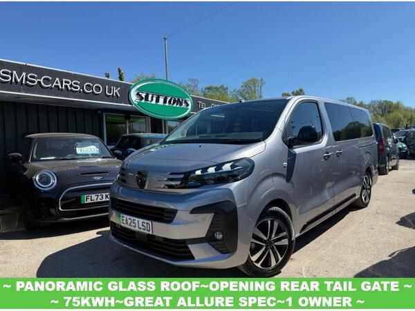 Peugeot e-Traveller 75kWh Allure Long MPV 5dr Electric Auto LWB (8 Seat, 11kW Charger) (136 ps) SPLIT REAR TAIL GATE~GLASS PAN ROOF